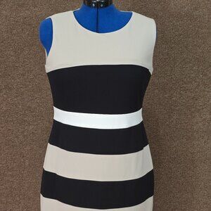 Tommy Hilfiger Colorblock Stripe Crepe Sheath Dress Sz 14 Pre Owned